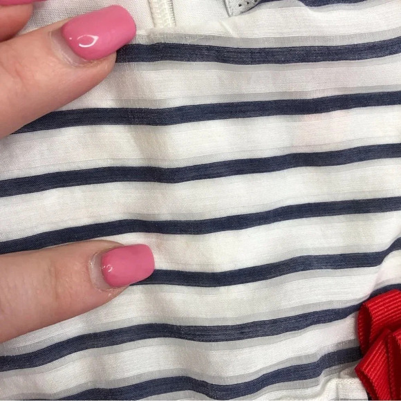 Mayoral Chic dress flutter sleeve blue and white stripe size 18 months - Picture 6 of 9